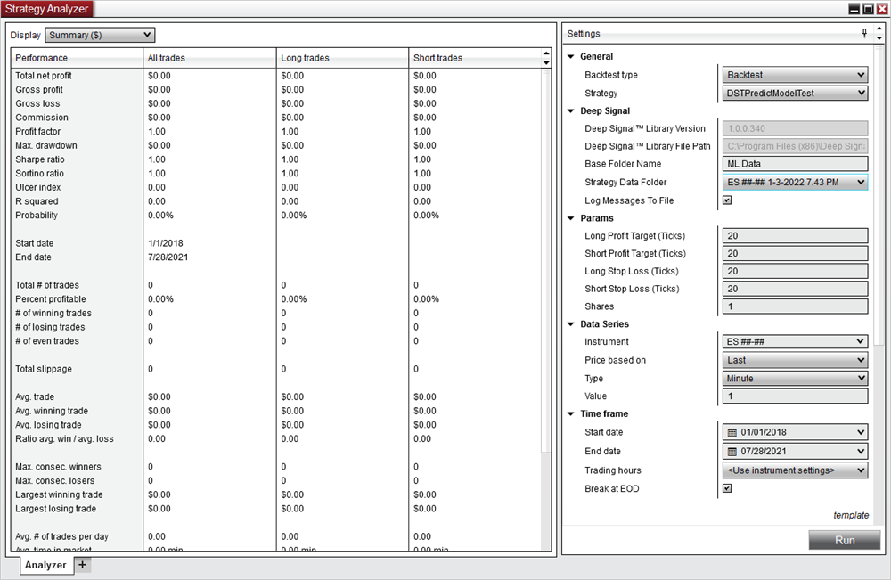 Deep Signal Library with Strategy Analyzer